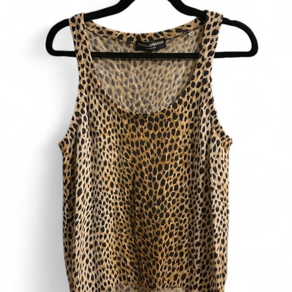 Vintage Dolce & Gabbana Leopard 100% Cashmere Tank | IT 46